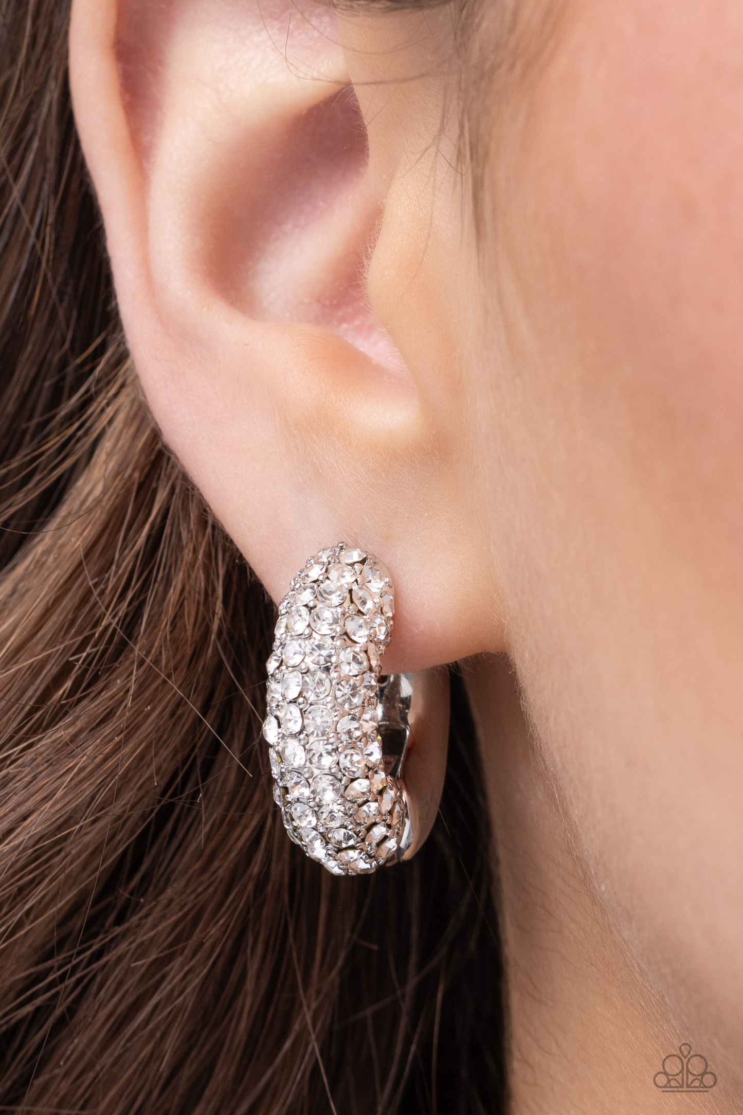 Paparazzi - Combustible Confidence - White Hoop Earrings