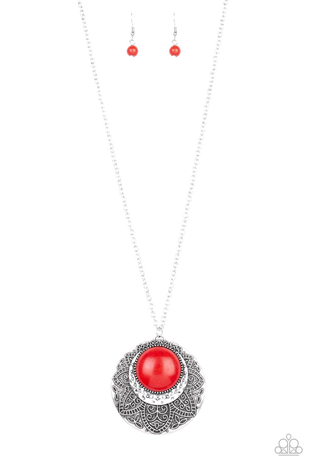Paparazzi - Medallion Meadow - Red Necklace