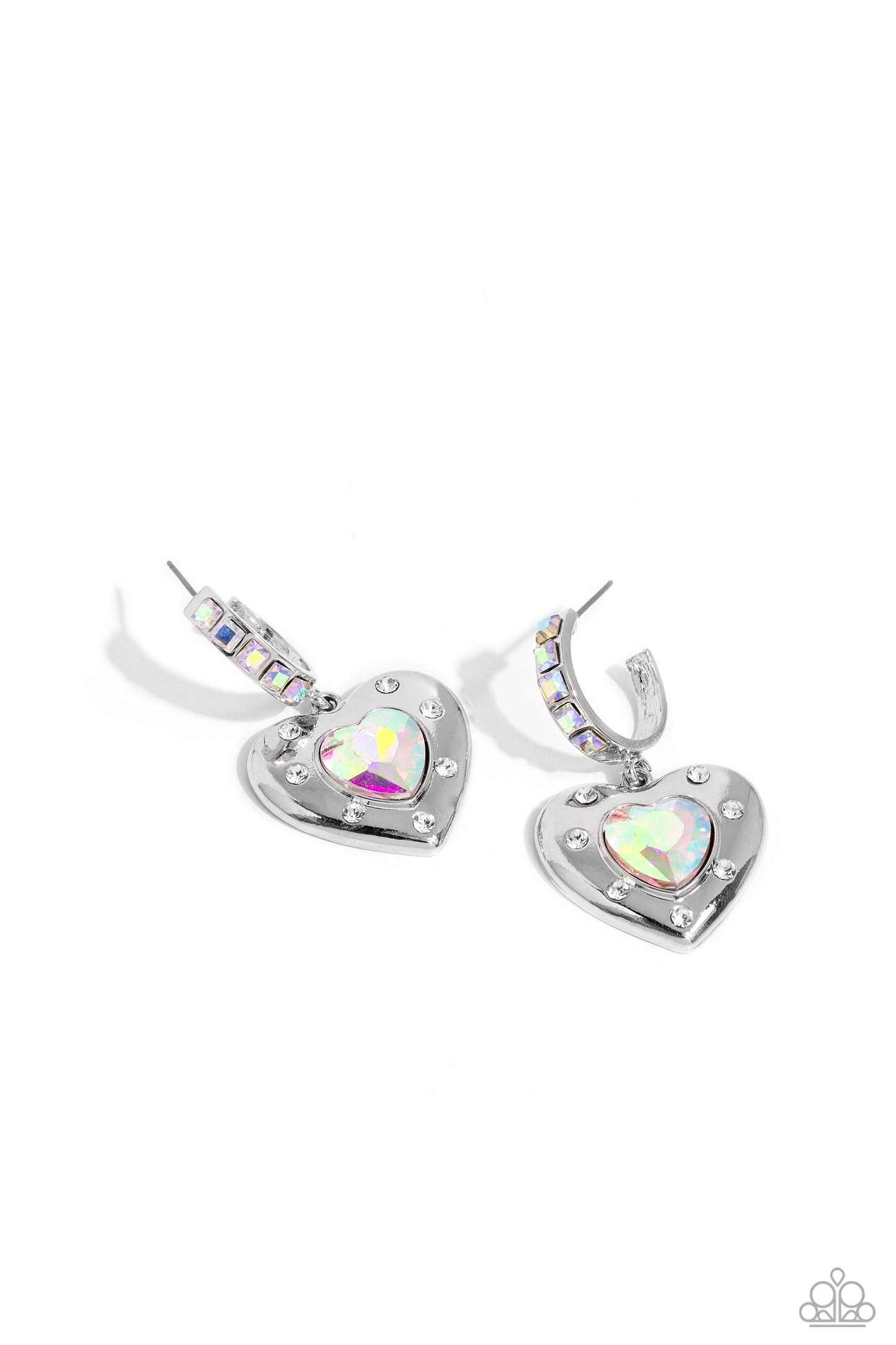 Paparazzi - We Are Young - White Hoop Earrings