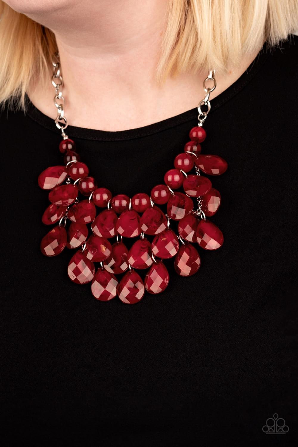 Paparazzi - Sorry to Burst Your Bubble Red Necklace