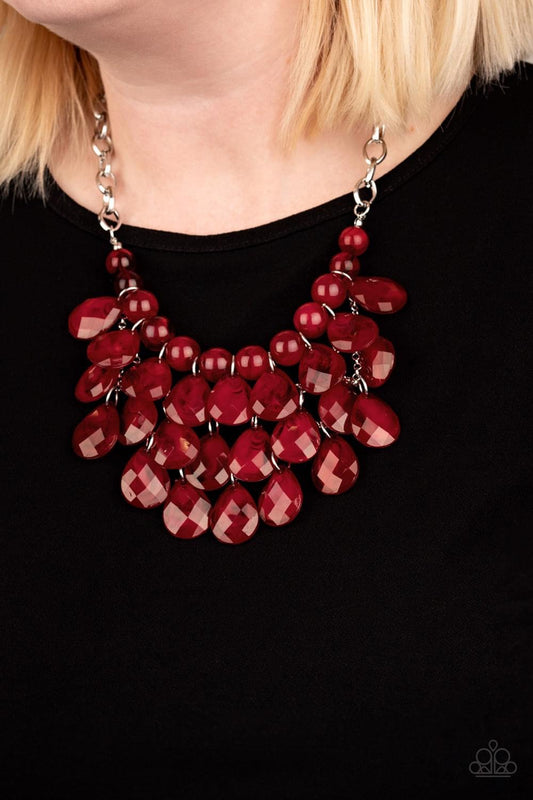 Paparazzi - Sorry to Burst Your Bubble Red Necklace