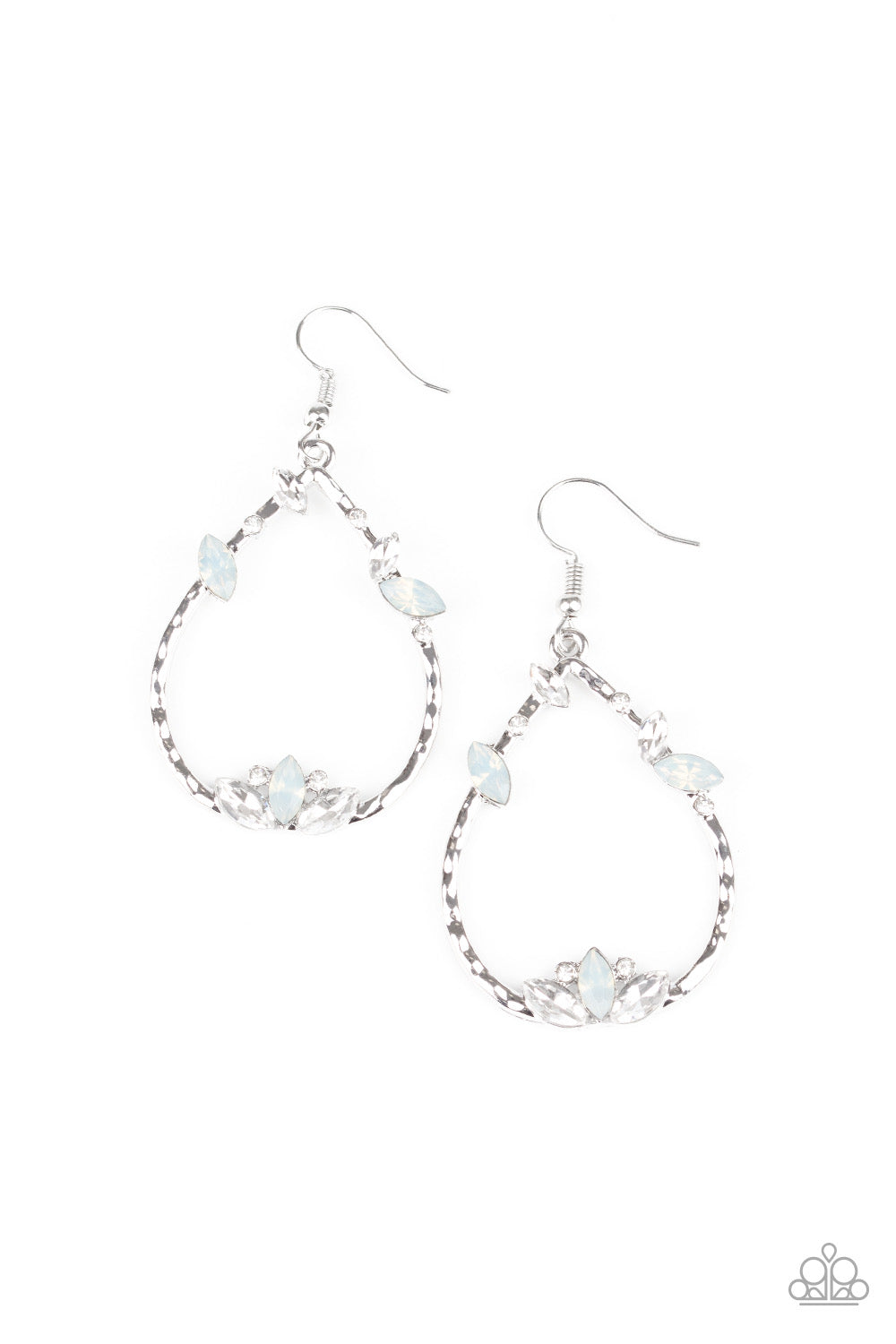 Paparazzi - Lotus Ice - White Earrings