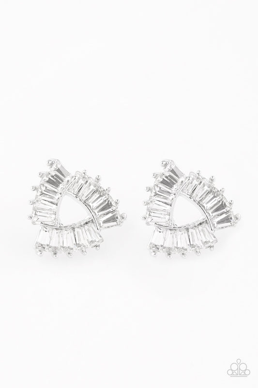 Paparazzi - Renegade Shimmer - White Post Earrings
