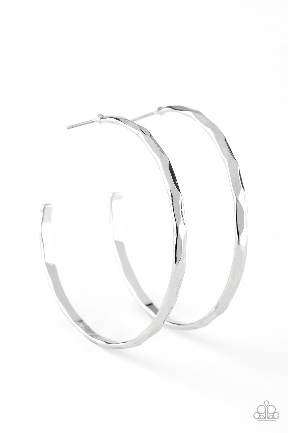 Paparazzi - Geo Edge - Silver Hoop Earrings