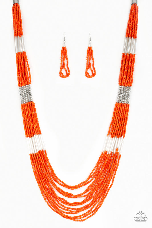Paparazzi - Let It BEAD - Orange Necklace