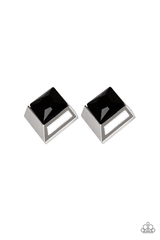 Paparazzi - Stellar Square - Black Earrings