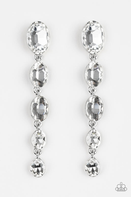 Paparazzi - Red Carpet Radiance - White Earrings
