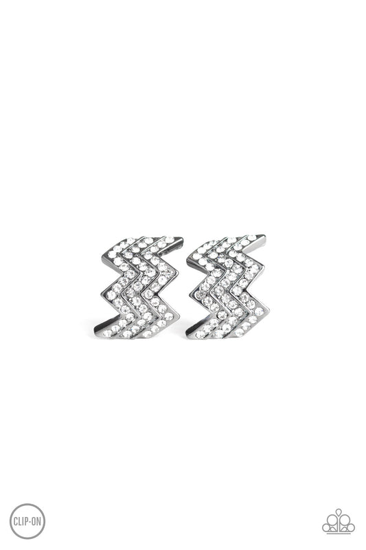 Paparazzi - Fast as Lightning - Black Earrings