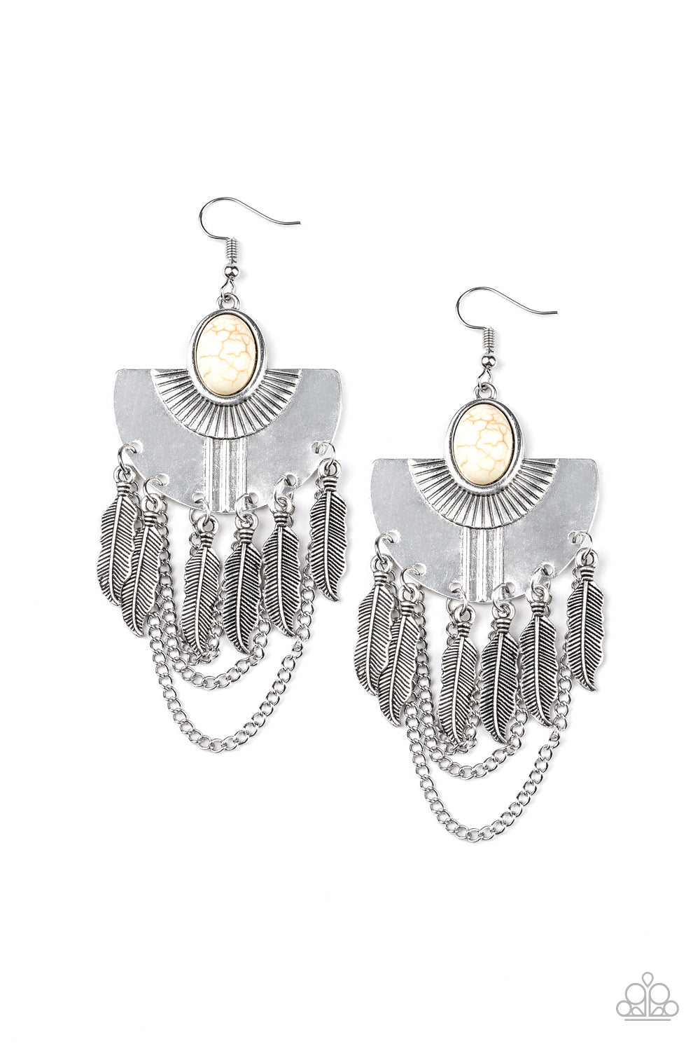 Paparazzi - Sure Thing, Chief! - White Earrings