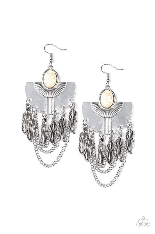 Paparazzi - Sure Thing, Chief! - White Earrings
