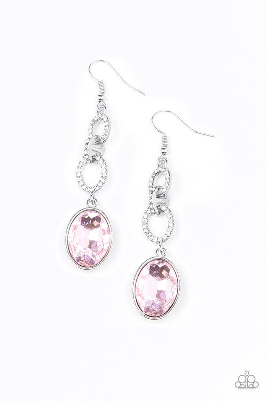 Paparazzi - Extra Ice Queen - Pink Earrings