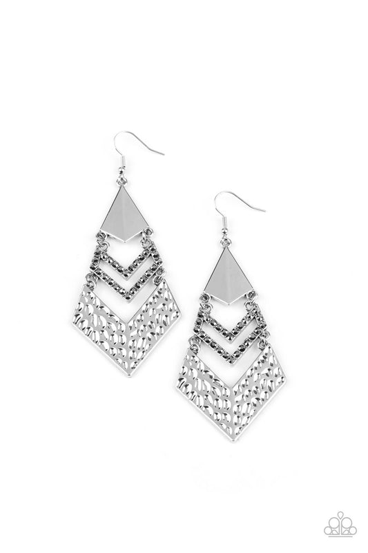 Paparazzi - Work Hazard - Silver Earrings