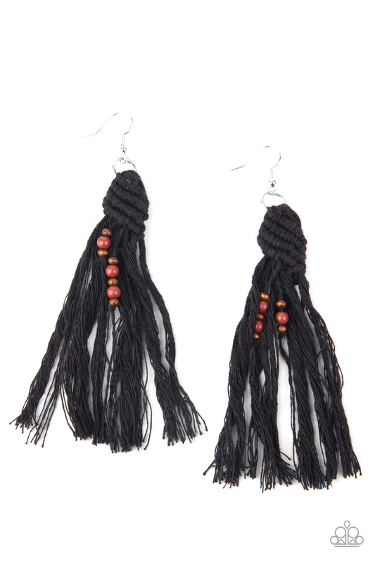 Paparazzi- Beach Bash - Black Earrings