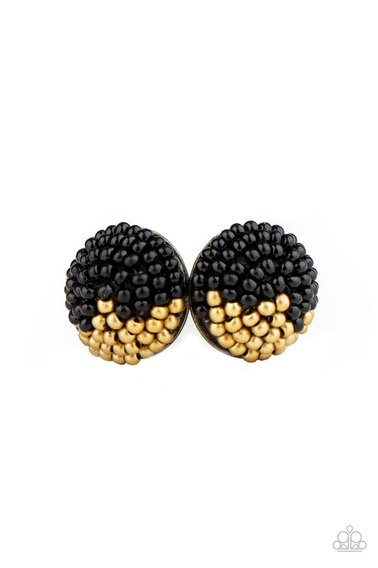 Paparazzi - As Happy As Can BEAD - Black Earrings