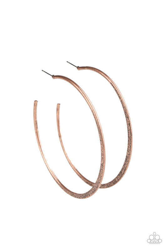 Paparazzi - Flat Spin - Copper Hoop Earrings