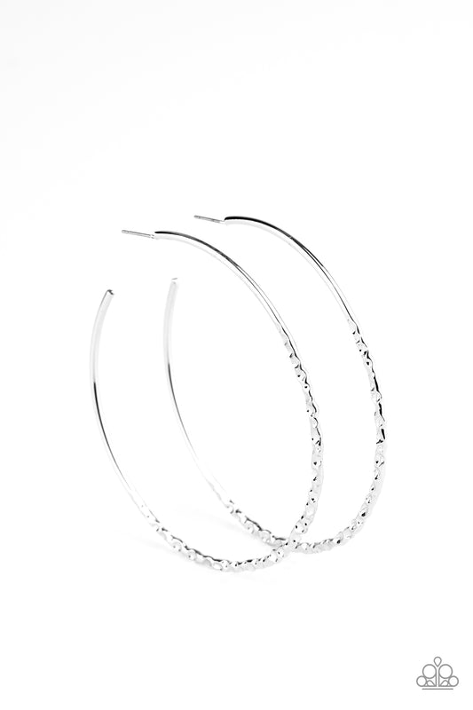 Paparazzi - Embellished Edge - Silver Earrings