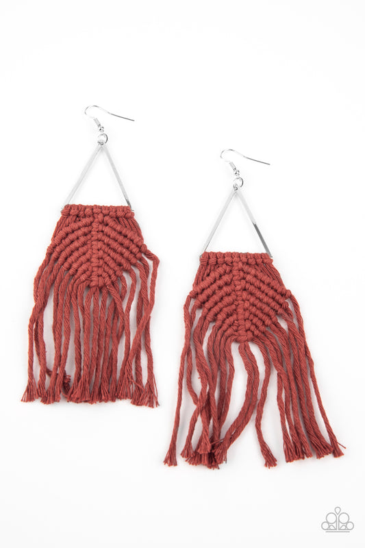 Paparazzi- Macrame Jungle - Brown Earrings