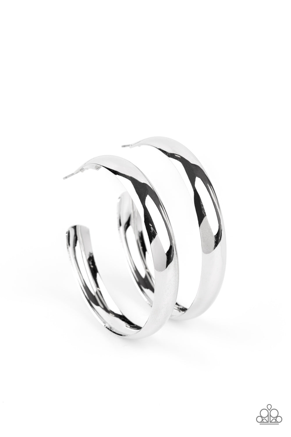 Paparazzi - Kick Em To The CURVE - Silver Hoop Earrings