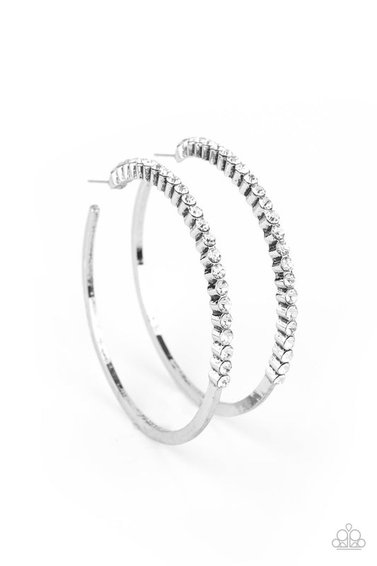 Paparazzi - Making Rounds - White Hoop Earrings