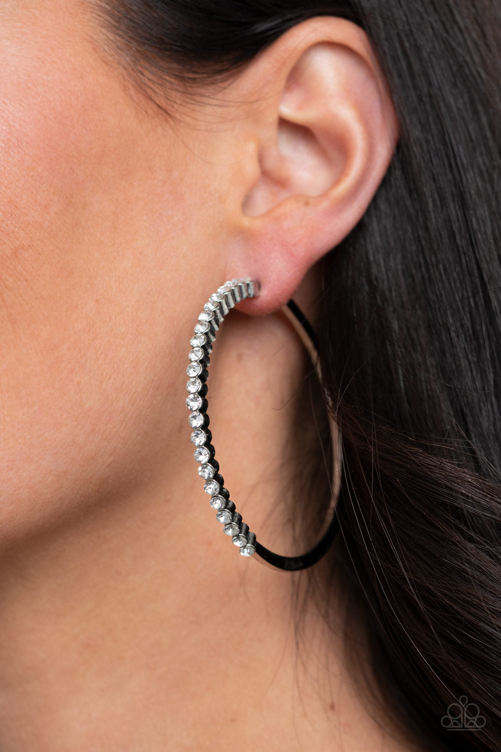 Paparazzi - Making Rounds - White Hoop Earrings
