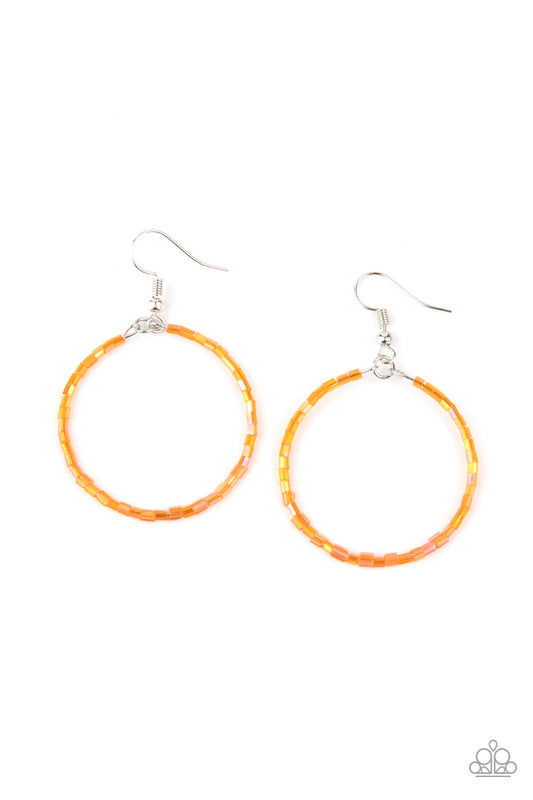 Paparazzi- Colorfully Curvy - Orange Earrings