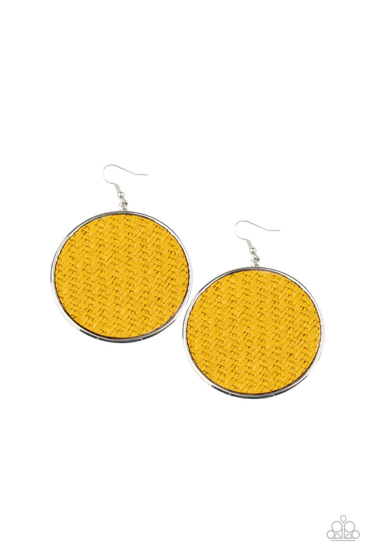 Paparazzi- Wonderfully Woven - Yellow Earrings