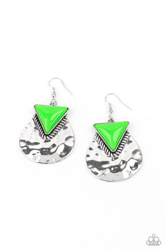 Paparazzi- Road Trip Treasure - Green Earrings
