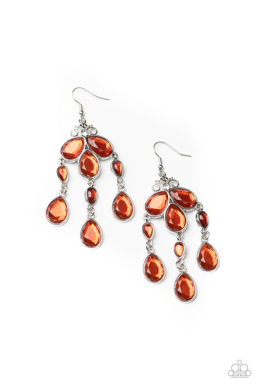 Paparazzi - Clear The HEIR - Orange Earrings