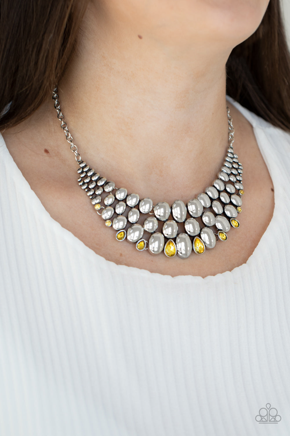 Paparazzi - Powerhouse Party - Yellow Necklace