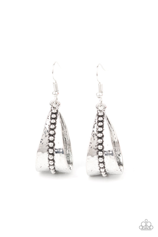 Paparazzi - STIRRUP Some Trouble - Silver Earrings