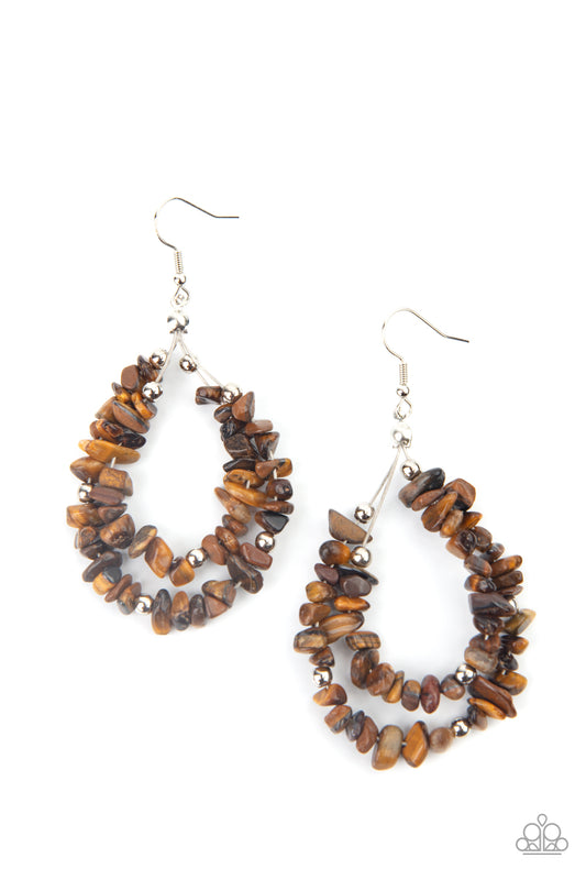 Paparazzi - Canyon Rock Art - Brown Earrings