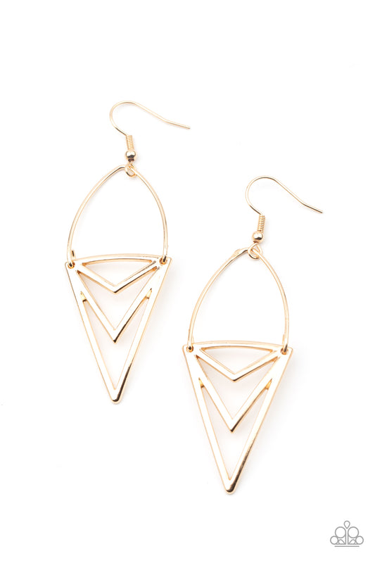 Paparazzi - Proceed With Caution - Gold Earrings