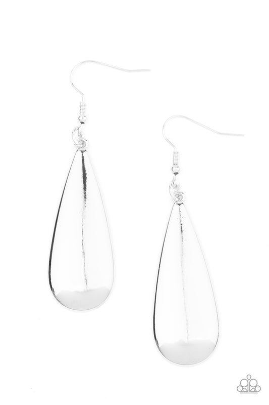 Paparazzi - The Drop Off - Silver Earrings