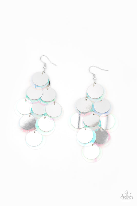 Paparazzi - Sequin Seeker - Silver Earrings