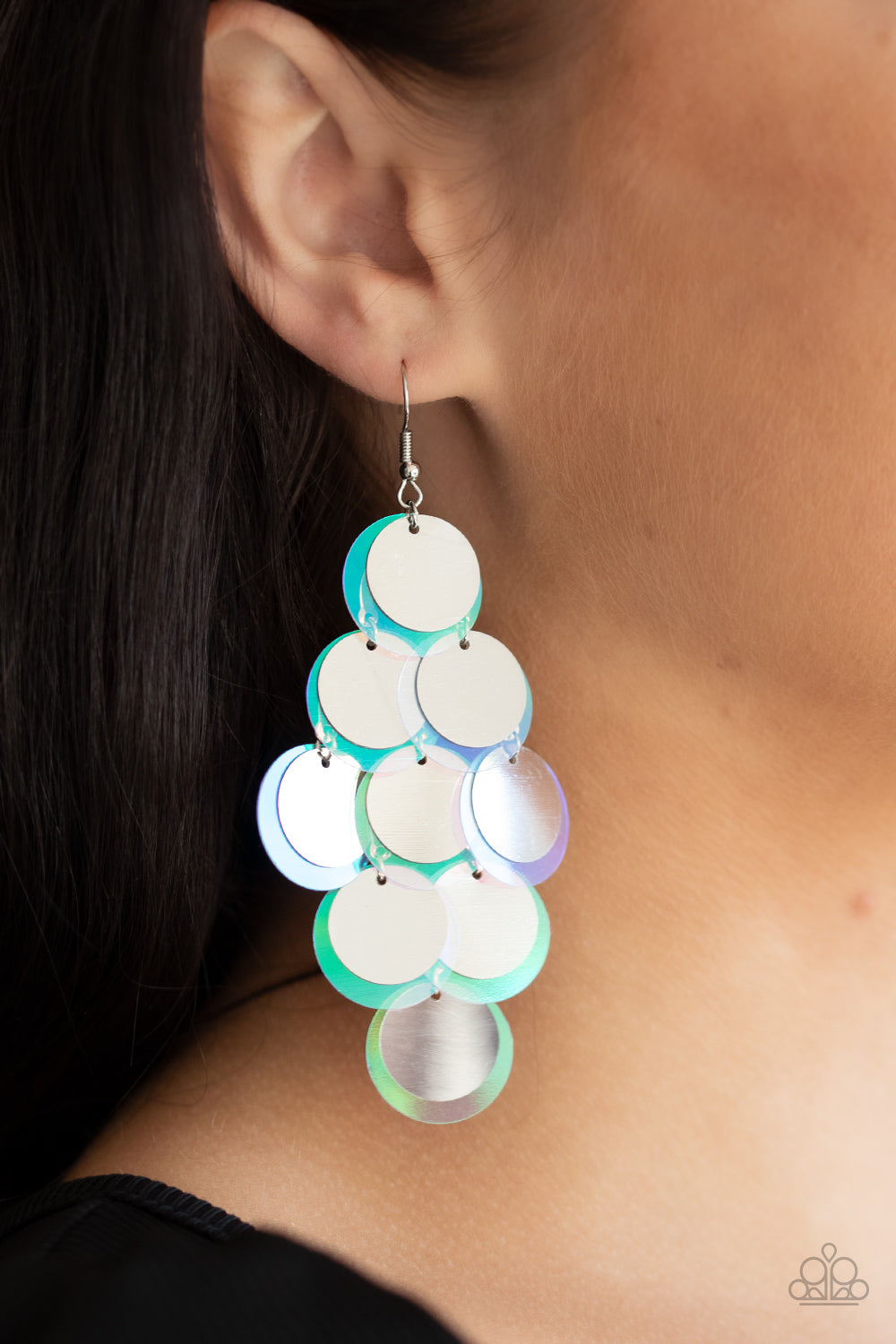 Paparazzi - Sequin Seeker - Silver Earrings