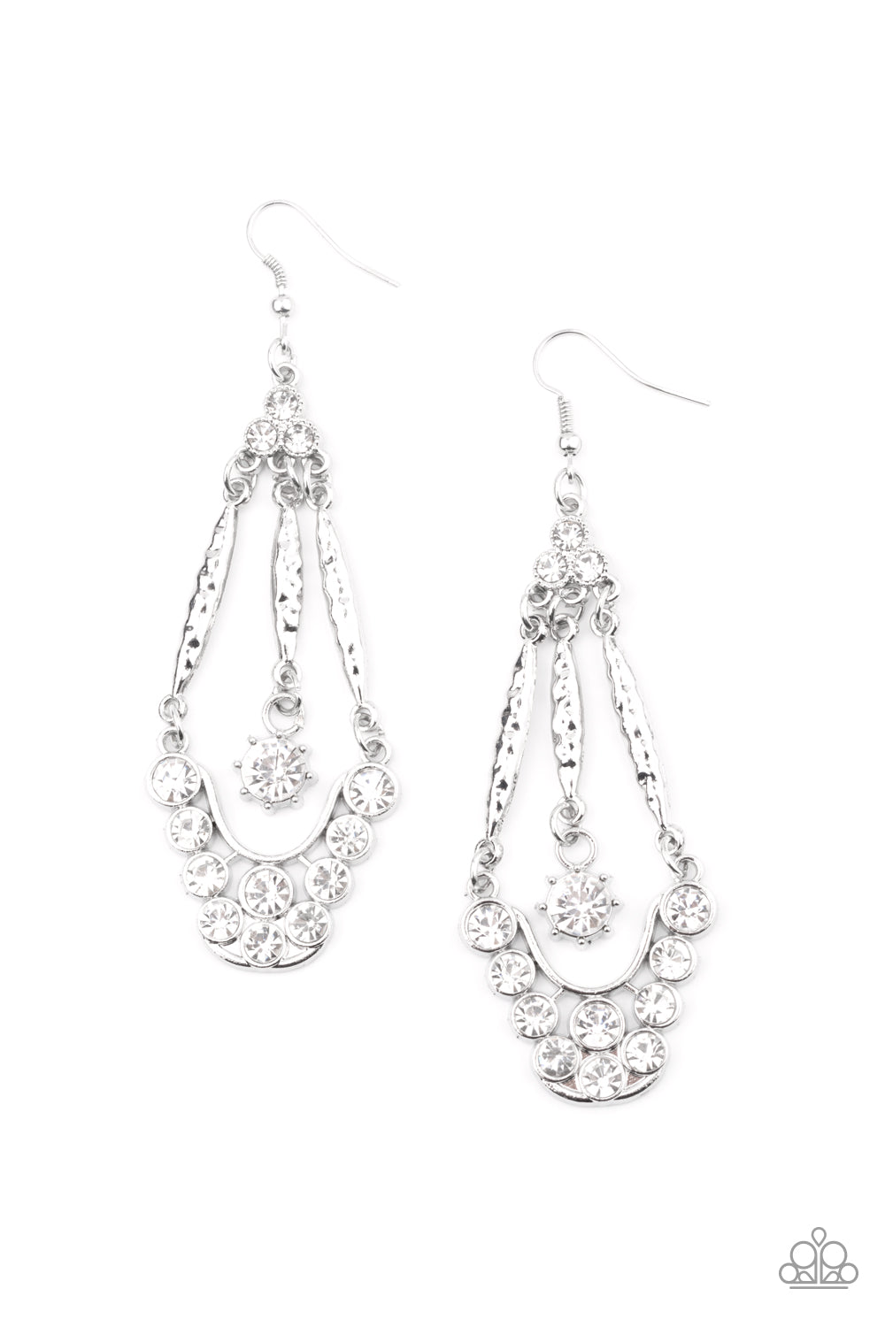 Paparazzi - High-Ranking Radiance - White Earrings