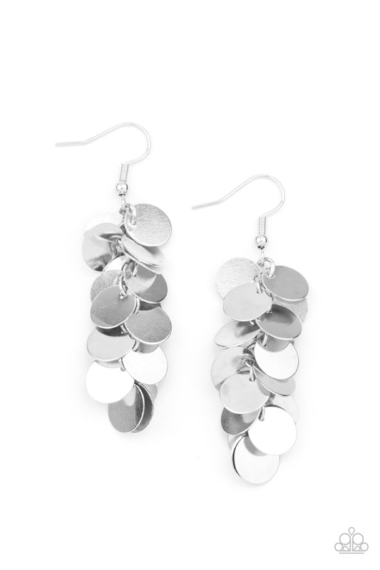 Paparazzi- Hear Me Shimmer - Silver Earrings