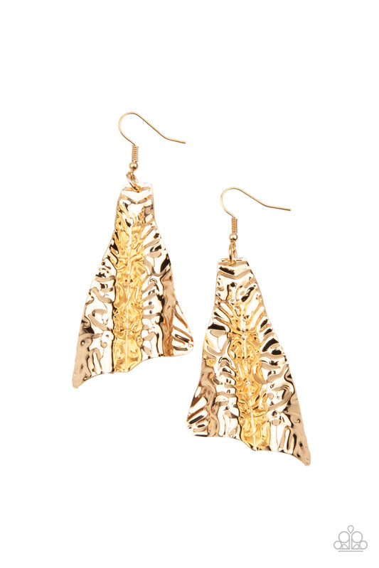 Paparazzi - How FLARE You! - Gold Earrings