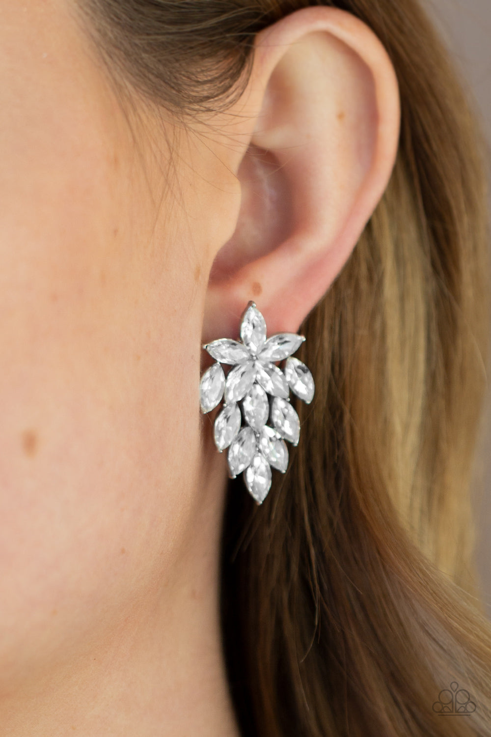 Paparazzi- They See Me Glowin - White Post Earrings
