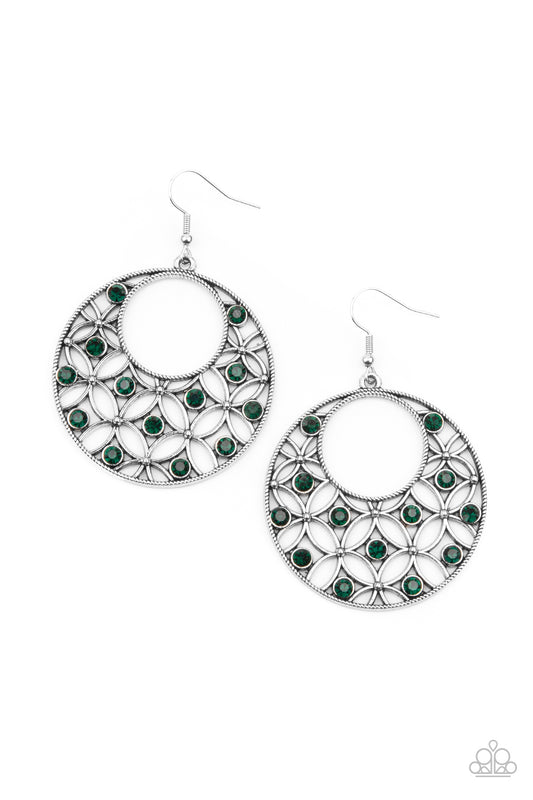 Paparazzi- Garden Garnish - Green Earrings