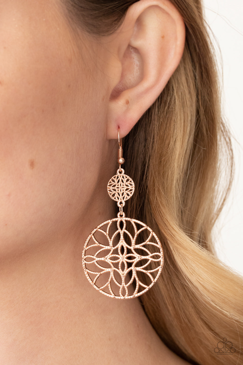 Paparazzi- Mandala Eden - Rose Gold Earrings