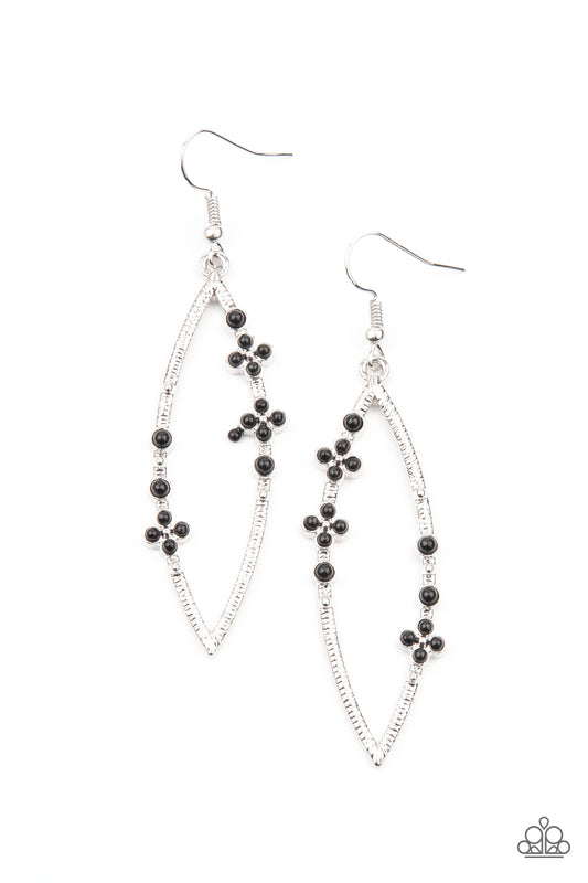 Paparazzi- Flowery Finesse - Black Earrings