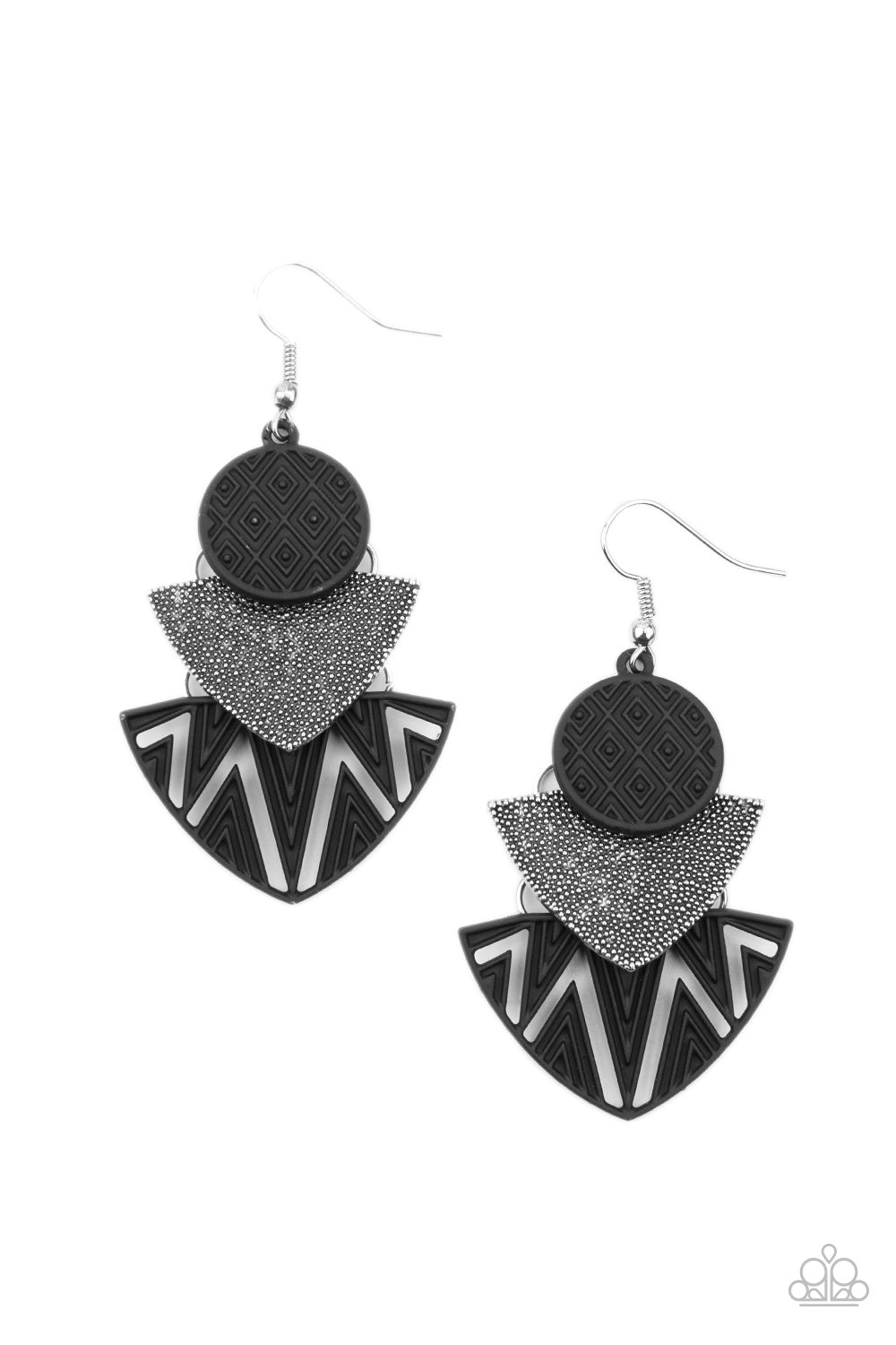 Paparazzi - Jurassic Juxtaposition - Black Earrings