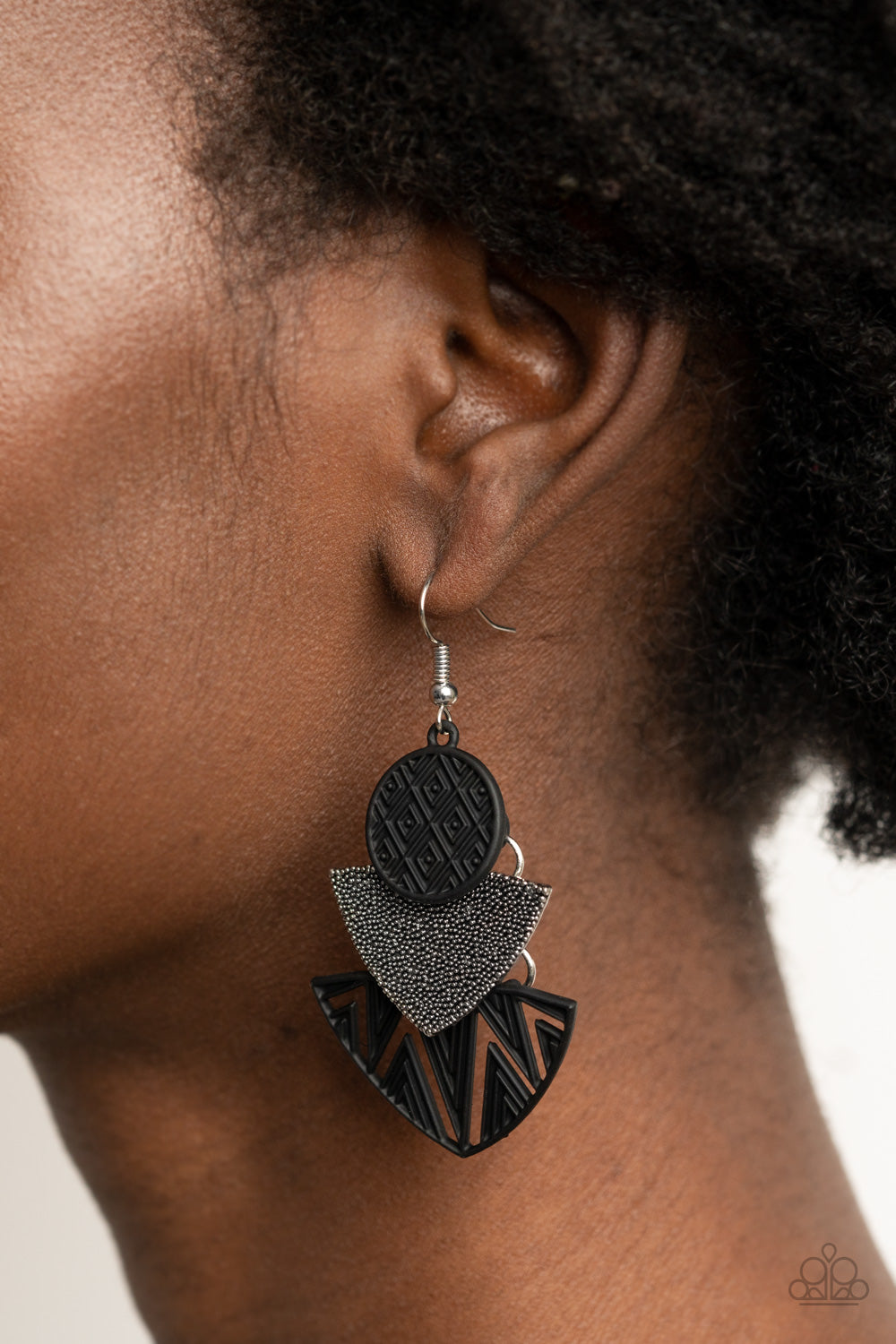Paparazzi - Jurassic Juxtaposition - Black Earrings