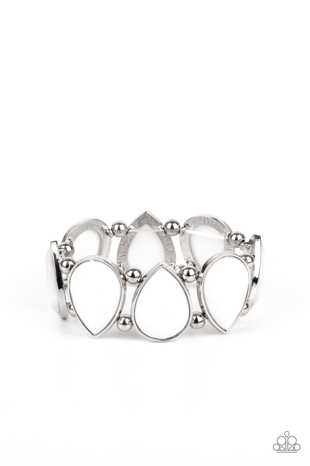 Paparazzi - Flamboyant Tease - White Bracelet