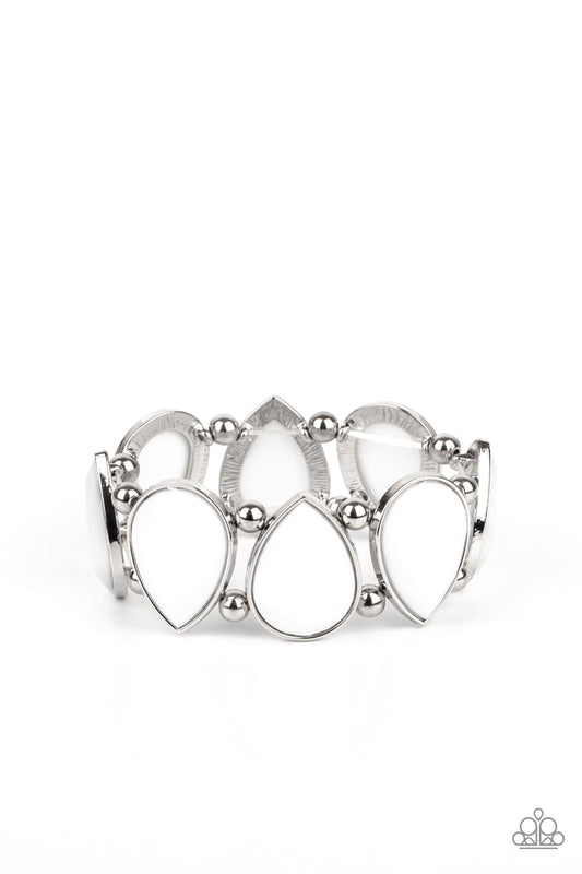 Paparazzi - Flamboyant Tease - White Bracelet
