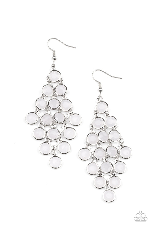 Paparazzi - With All DEW Respect - White Earrings