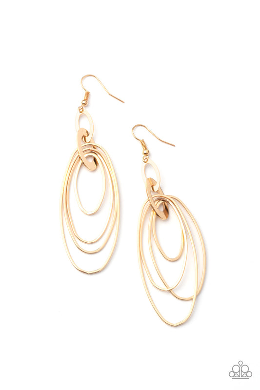 Paparazzi- OVAL The Moon - Gold Earrings