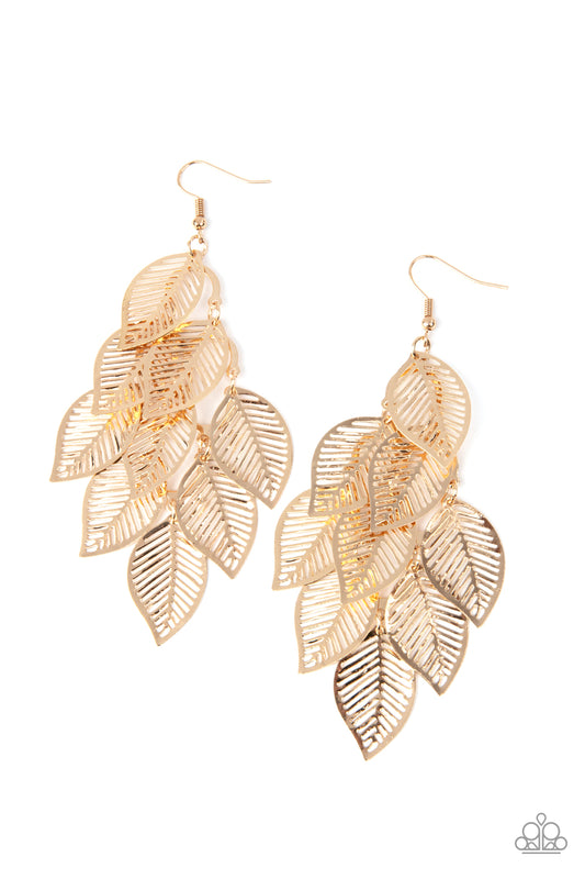 Paparazzi- Limitlessly Leafy - Gold Earrings
