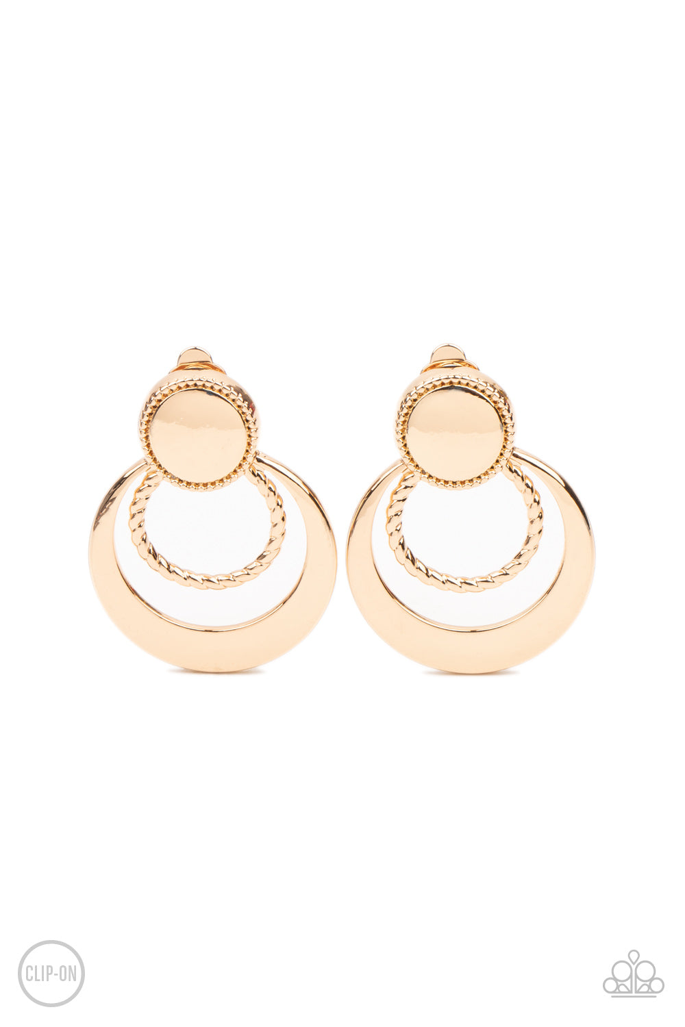 Paparazzi - Refined Ruffles - Gold Clip-On Earrings